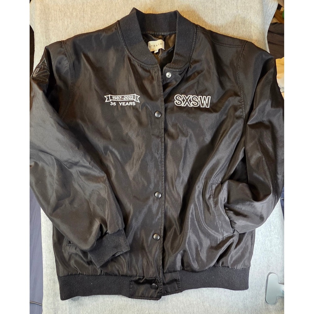 Strata SXSW 35 Years Anniversary Staff Jacket Black Bomber Mens Medium 1987-2022